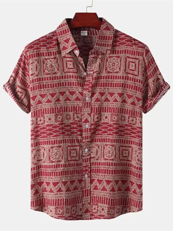 Urban Ethnic Fashion - Kemeja Pria Gaya Etnik Lengan Pendek