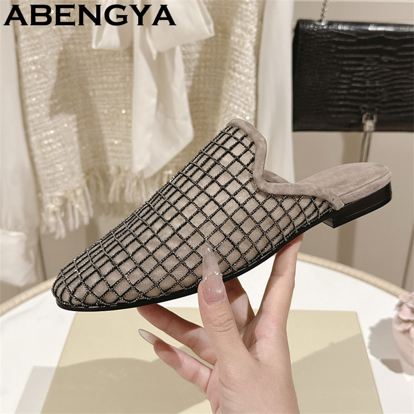 Ethnic Fashion Women - Sandal Datar Berujung Bulat dengan Jaring