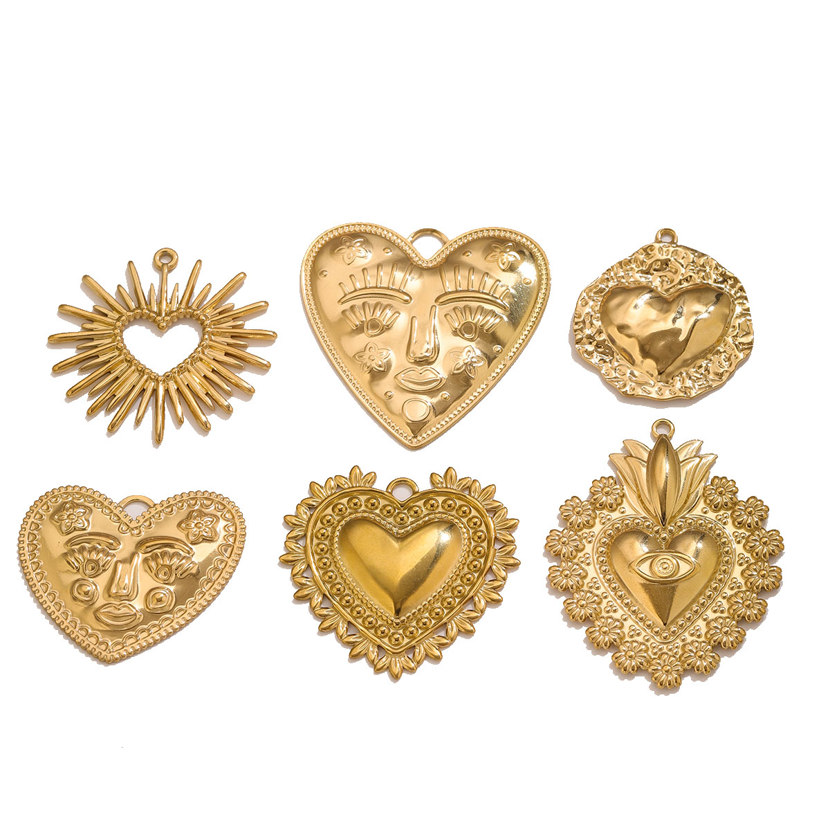 Ethnic Fashion Jewellery - 5Pcs Liontin Hati Baja Anti Karat