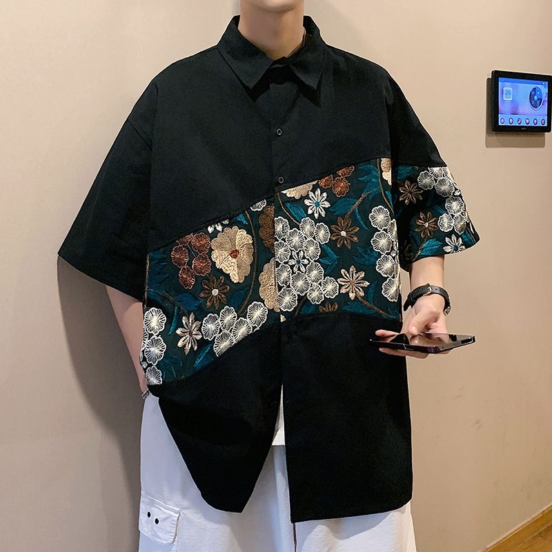 Urban Ethnic Fashion - XXL Kemeja Musim Panas Pria Bordir
