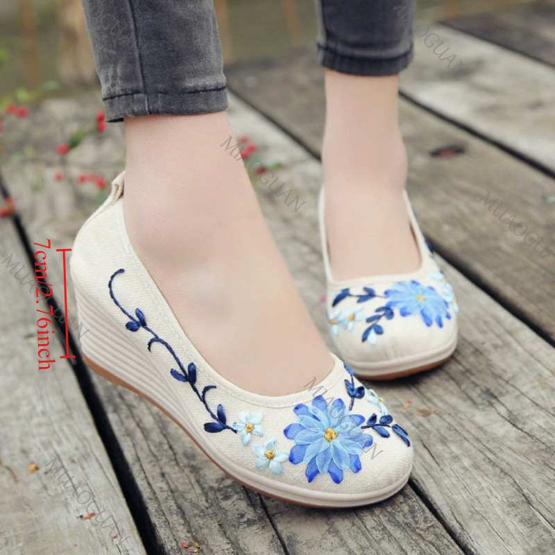 Ethnic Fashion Women - Sepatu Platform Wedge Nyaman Wanita Bordir,