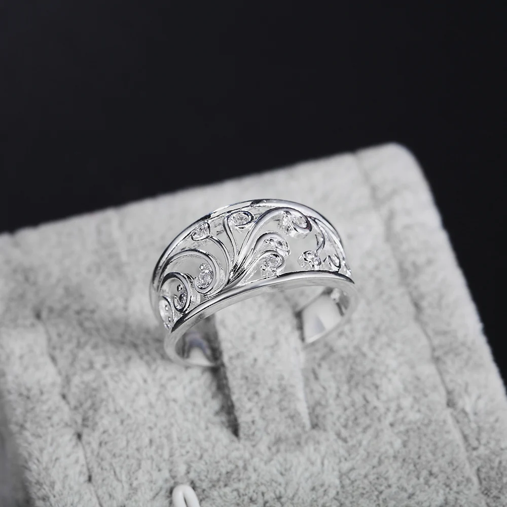 Women'S Ethnic Fashion Brands - Cincin Pola Halus Kristal Perak Murni