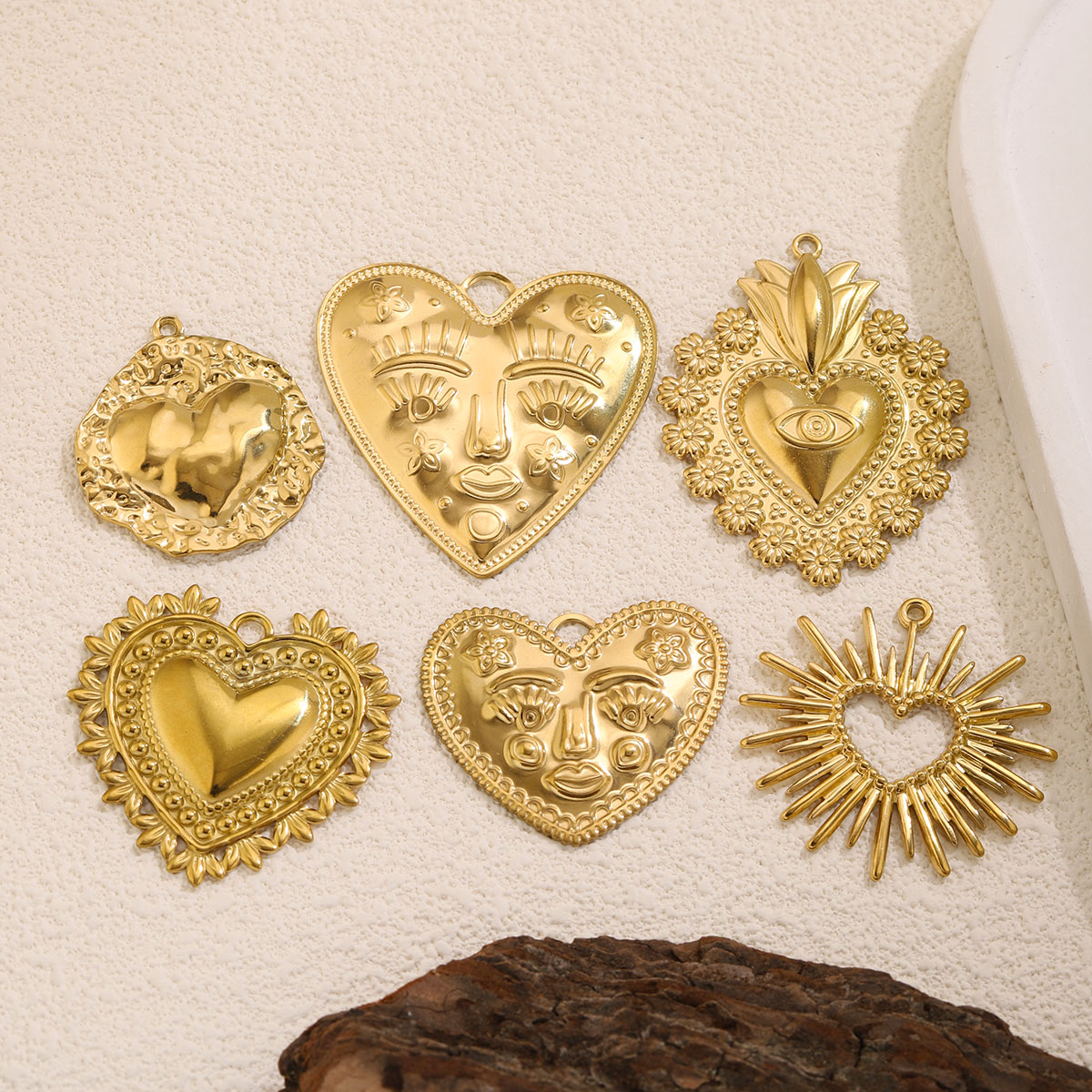 5Pcs Liontin Hati Baja Anti Ka - Ethnic Fashion Jewellery ulasan dan harga
