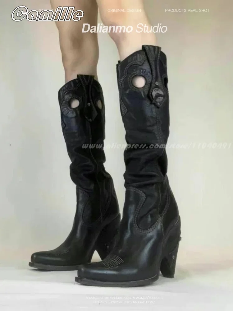 Sepatu bot kulit jari persegi  - Ethnic Fashion Women ulasan dan harga