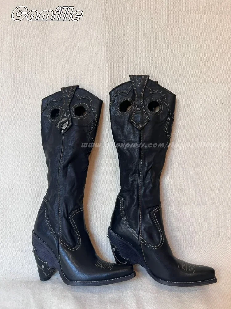 Sepatu bot kulit jari persegi  - Ethnic Fashion Women ulasan dan harga